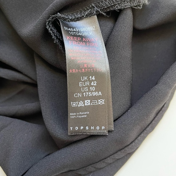 Topshop Black Collared Button Front Pleated Knee-length Shift Dress 10 Women’s - Picture 9 of 10